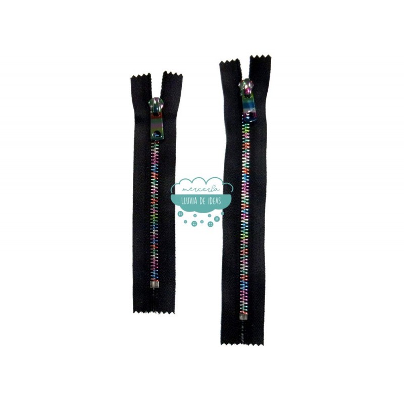 Cremallera de latón cerrada 5mm. - Dientes multicolor Cremallera de latón cerrada 5mm. - Dientes multicolor