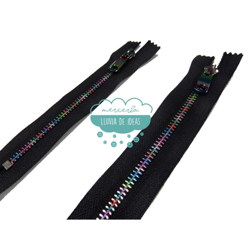 Cremallera de latón cerrada 5mm. - Dientes multicolor