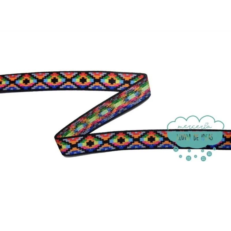 Goma elástica estampada étnica 25 mm. multicolor - Prym Mercería Lluvia de Ideas