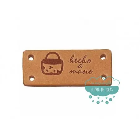 Etiquetas de piel - Texto "Hecho a mano"