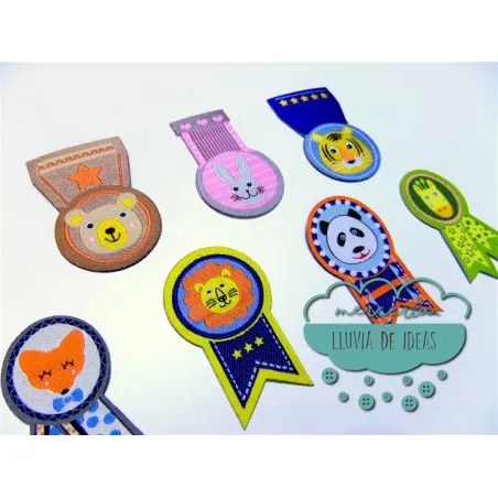 Parches tejidos termoadhesivos - Medallas infantiles de animales