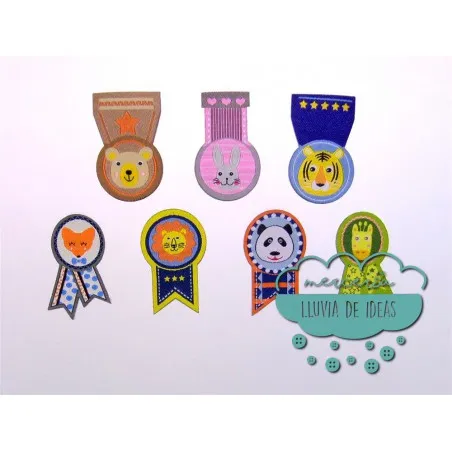Parches tejidos termoadhesivos - Medallas infantiles de animales