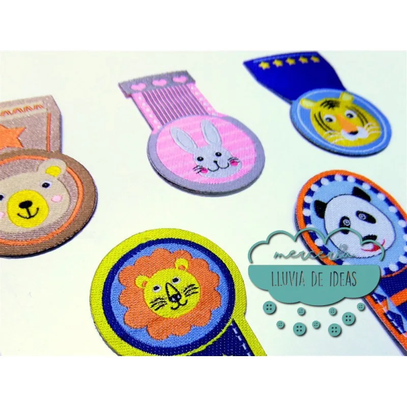 Parches tejidos termoadhesivos - Medallas infantiles de animales