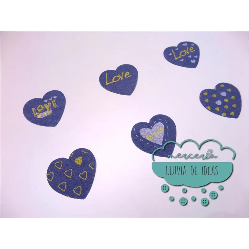 Parches serigrafiados termoadhesivos - Colección vaquero Love oro