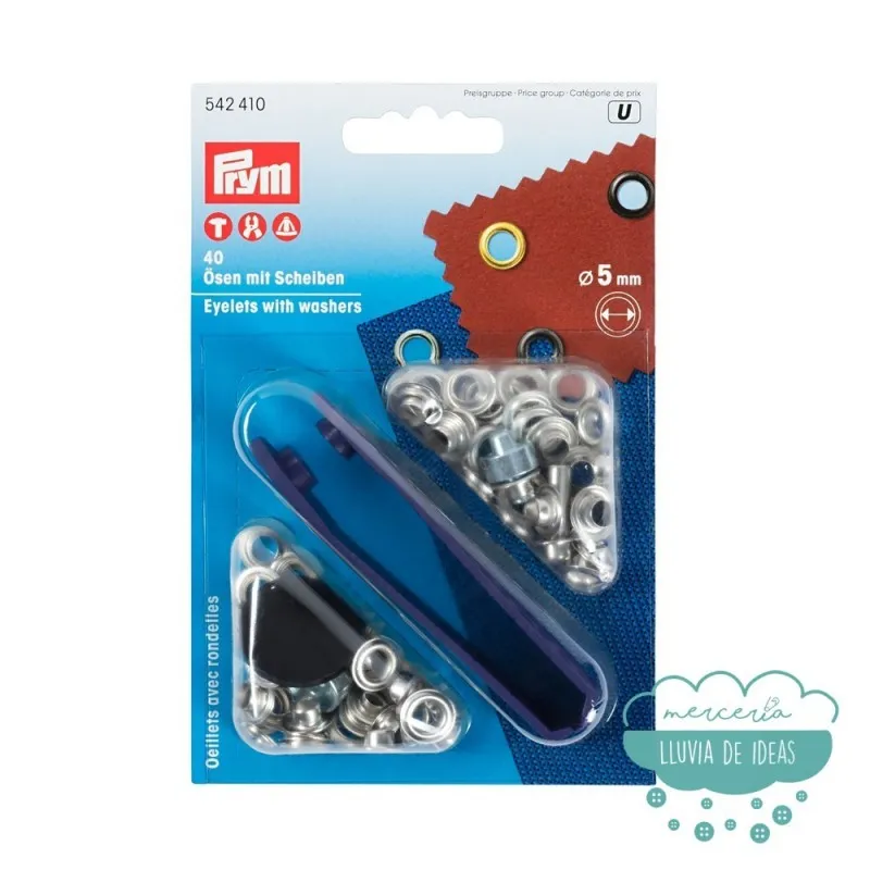 Ojetes con arandelas 5 mm. plata - Prym - AGOTADO TEMPORALMENTE Prym