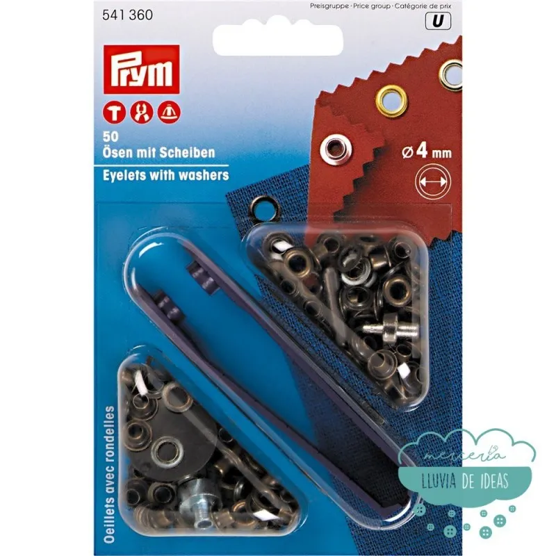 Ojetes con arandelas 4 mm. oro viejo - Prym Prym