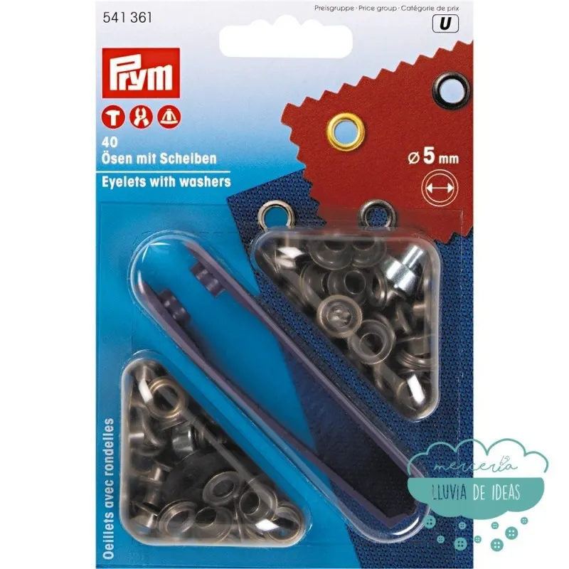 Ojetes con arandelas 5 mm. oro viejo - Prym Prym