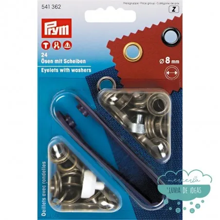 Ojetes con arandelas 8 mm. oro viejo - Prym