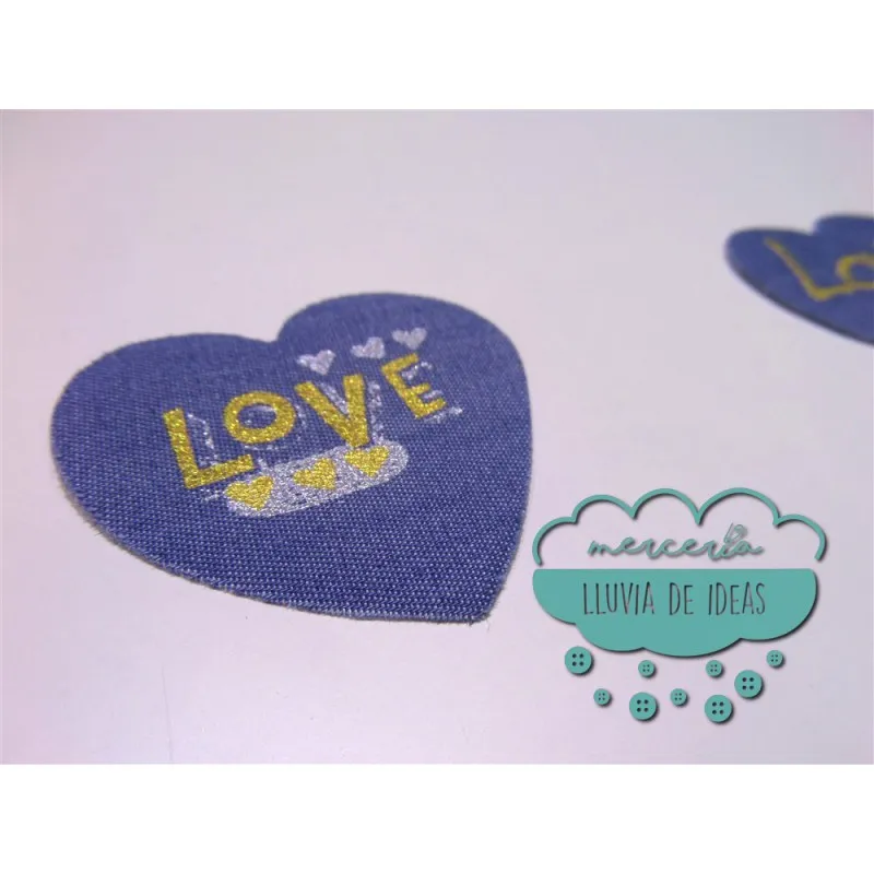Parches serigrafiados termoadhesivos - Colección vaquero Love oro