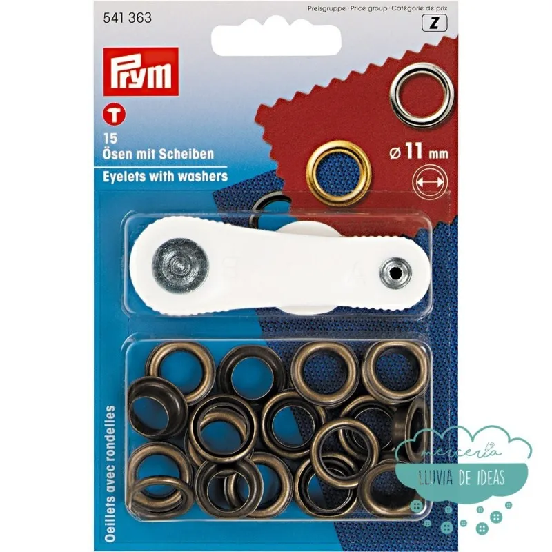 Ojetes con arandelas 11 mm. oro viejo - Prym Mercería Lluvia de Ideas