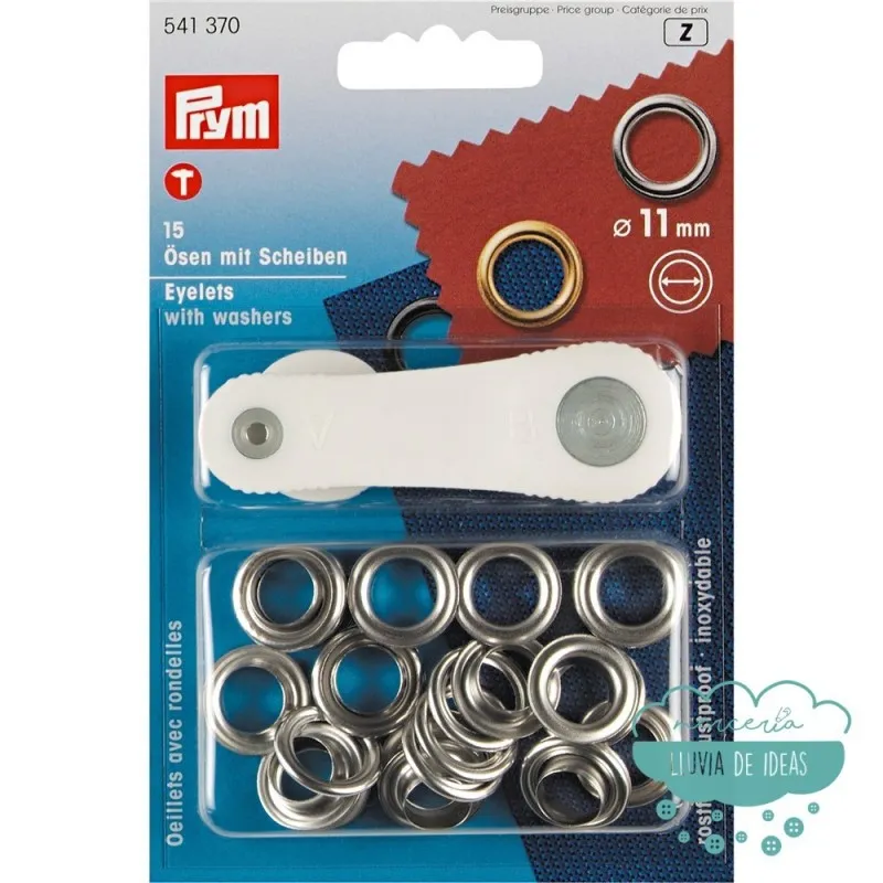 Ojetes con arandelas 11 mm. plata - Prym Prym