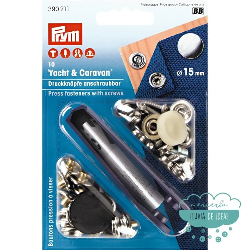 Botones de presión 'Yate & Caravana' 15 mm. plata - Prym
