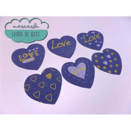 Parches serigrafiados termoadhesivos - Colección vaquero Love oro