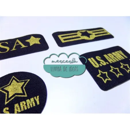 Parches serigrafiados termoadhesivos - Militares USA dorados