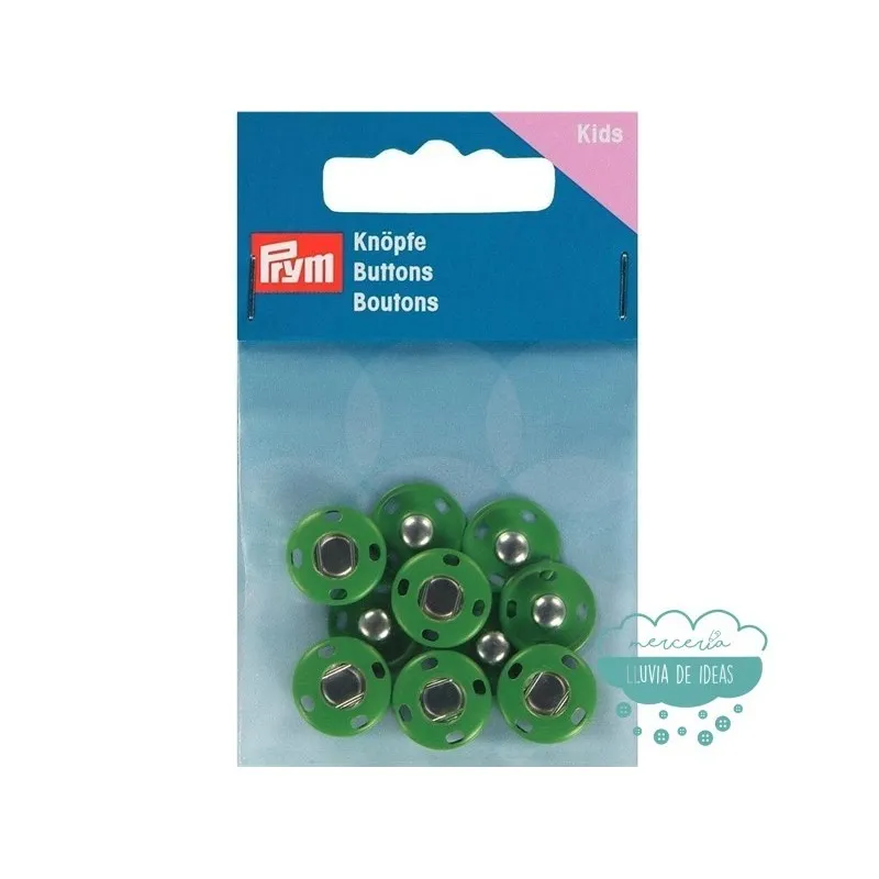 Botones de presión o snaps metálicos Kids verde - Prym Mercería Lluvia de Ideas