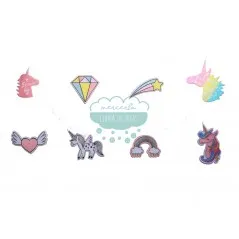 Parches tejidos termoadhesivos - Colección Unicornios