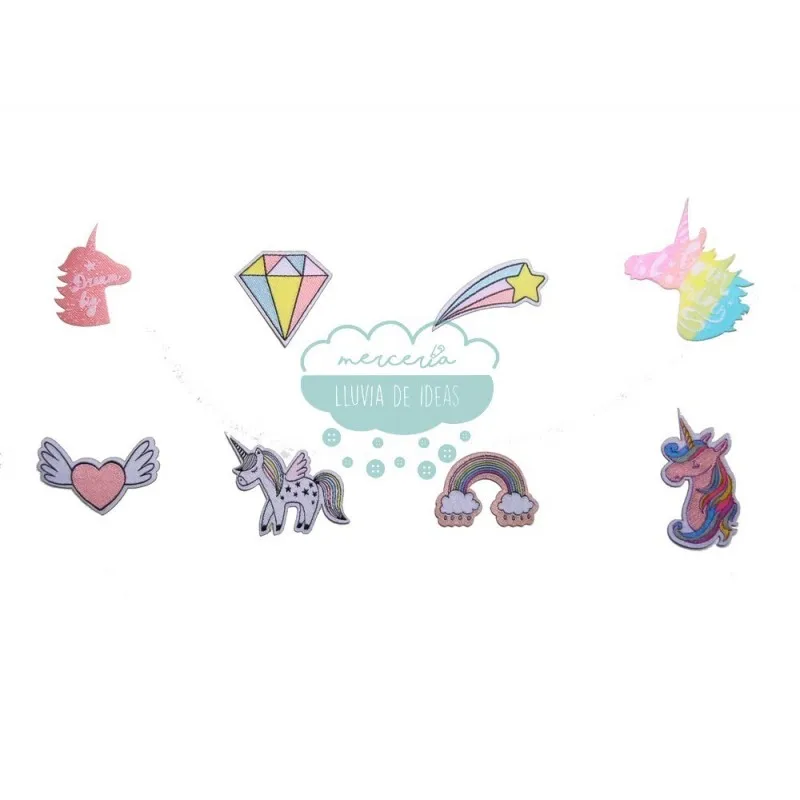 Parches tejidos termoadhesivos - Colección Unicornios