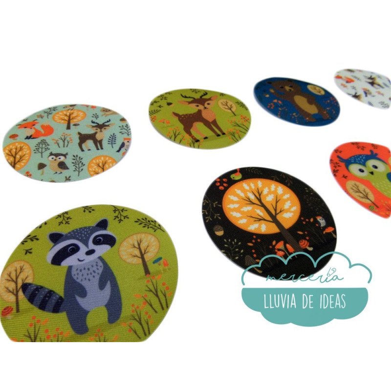 Coderas / Rodilleras termoadhesivas estampadas - Serie Bosque Animado