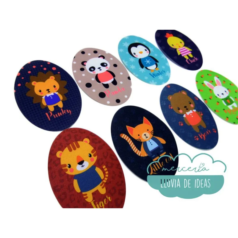 Coderas / Rodilleras termoadhesivas estampadas - Serie Nombre de animales