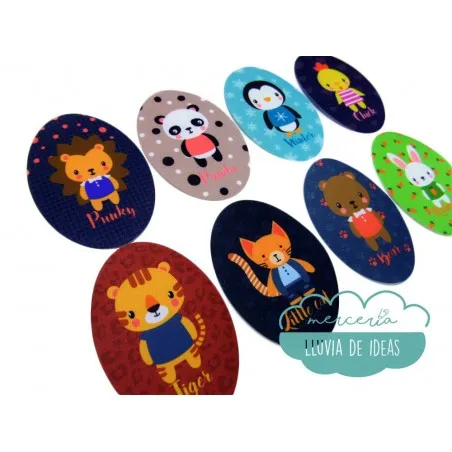 Coderas / Rodilleras termoadhesivas estampadas - Serie Nombre de animales