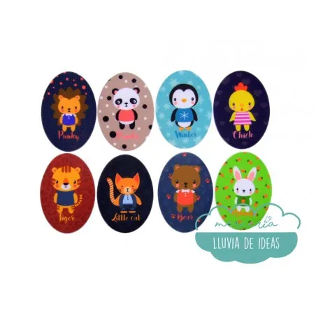 Coderas / Rodilleras termoadhesivas estampadas - Serie Nombre de animales