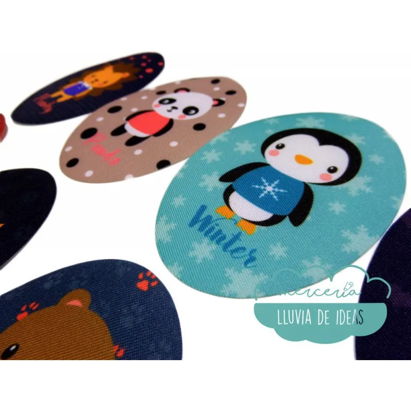 Coderas / Rodilleras termoadhesivas estampadas - Serie Nombre de animales