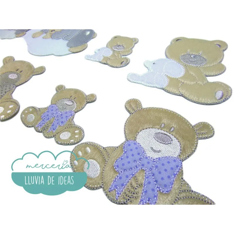 Parches bordados termoadhesivos - Colección Ositos amorosos