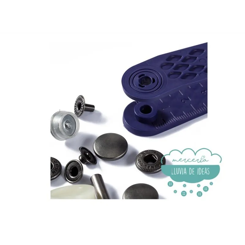 Botones de presión o snaps 'Anorak' 15 mm. plata oscuro - Prym