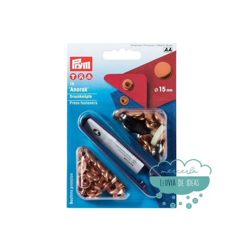 Botones de presión o snaps 'Anorak' 15 mm. oro rosa - Prym