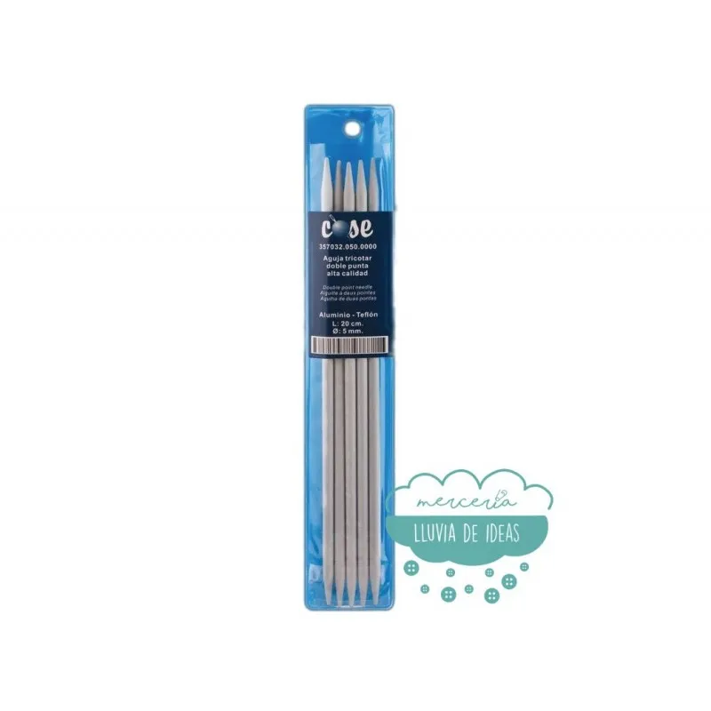 Aguja de tricotar con doble punta de aluminio-teflón
