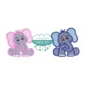 Parche bordado termoadhesivo - Elefantes Mercería Lluvia de Ideas