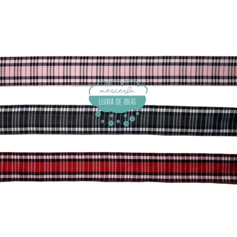 Cinta tejida cuadros escoceses 38 mm. - Serie Malta