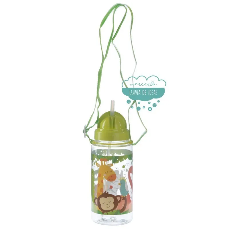 Botella infantil con correa y pajita - Zooniverse