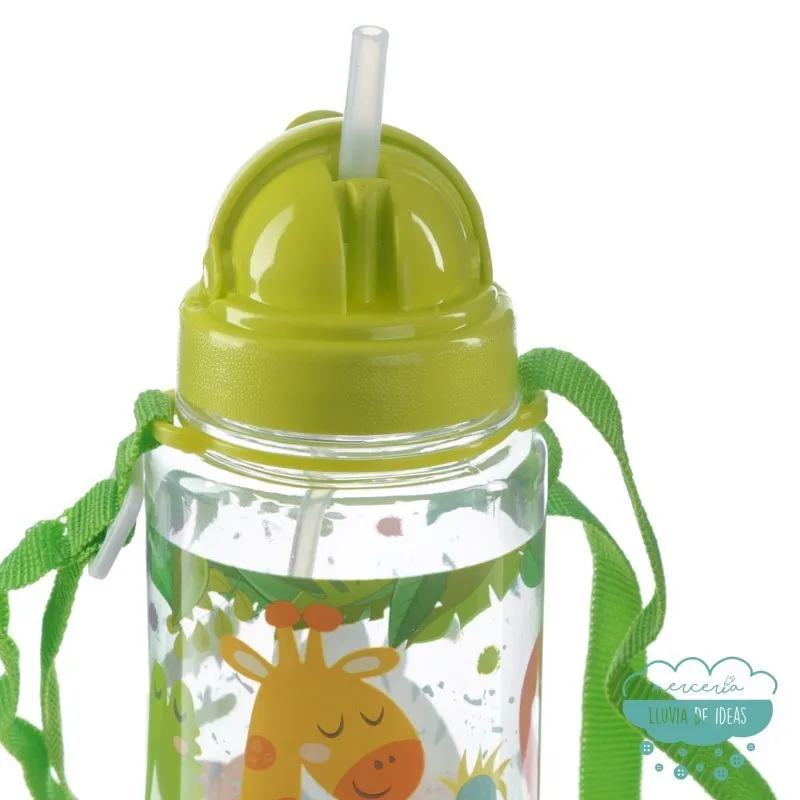 Botella infantil con correa y pajita - Zooniverse