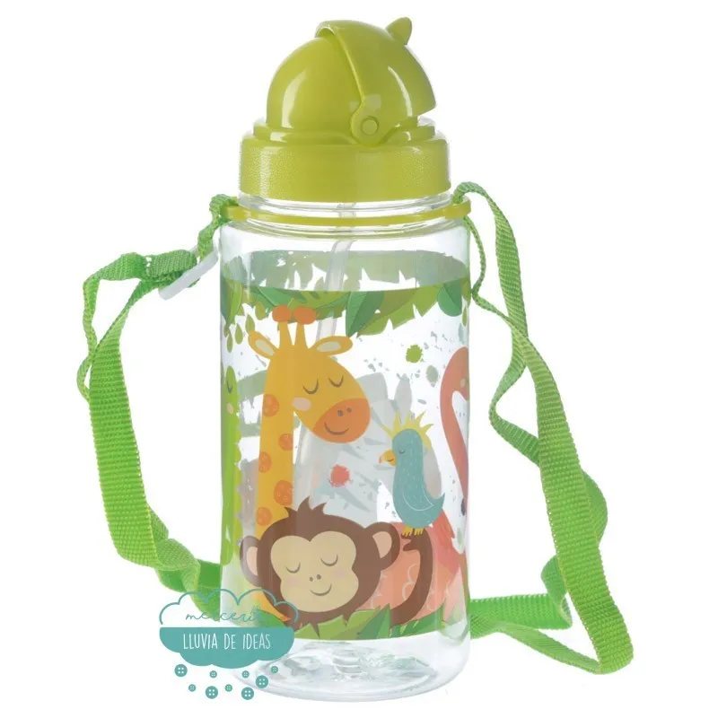 Botella infantil con correa y pajita - Zooniverse
