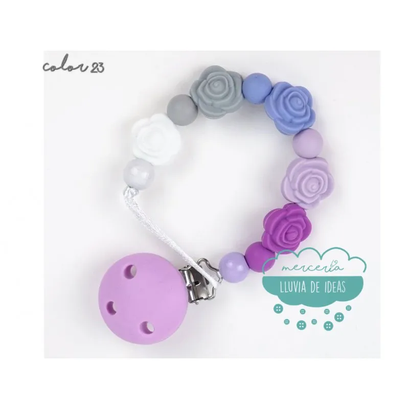 Cadena de silicona para chupete - Varios modelos Mercería Lluvia de Ideas