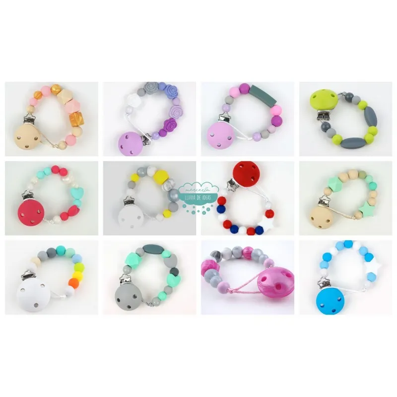 Cadena de silicona para chupete - Varios modelos Mercería Lluvia de Ideas