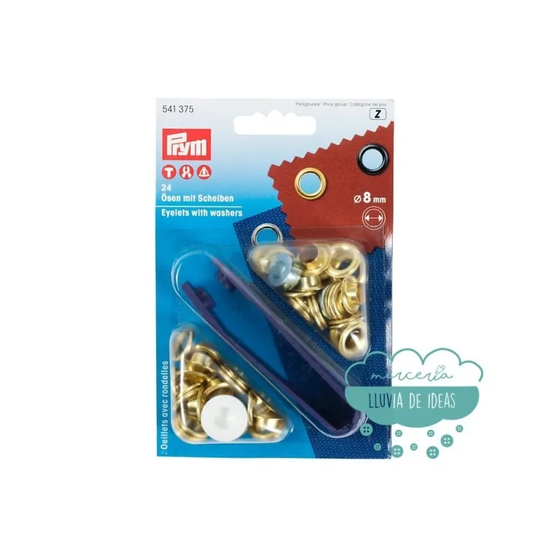 Ojetes con arandelas 8 mm. dorado - Prym