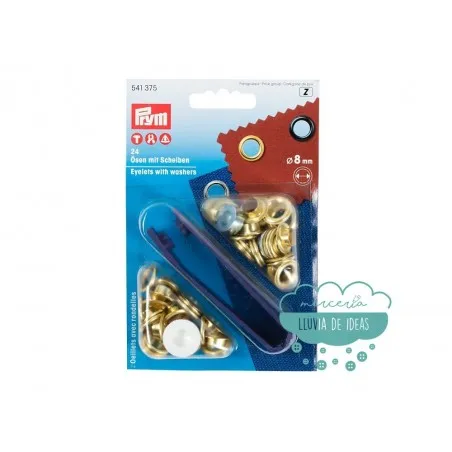 Ojetes con arandelas 8 mm. dorado - Prym