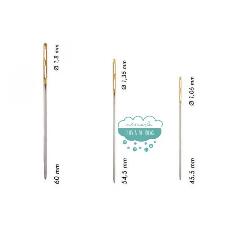 Agujas doble ojo con punta redondeada