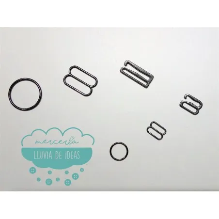 Juego o set para pajarita y sujetador 10 mm. o 18 mm. - Plata oscuro pavonado