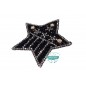 Aplicación termoadhesiva con cristal, tupis y detalle de flores - Estrella negra Aplicación termoadhesiva con cristal, tupis y detalle de flores - Estrella negra