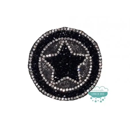 Aplicación termoadhesiva con cristal y tupis - Círculo con estrella