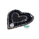 Aplicación termoadhesiva con cristal, piedra y tupis - Corazón negro Mercería Lluvia de Ideas