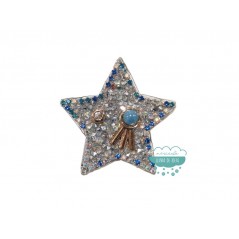 Aplicación termoadhesiva con cristales, tupis y abalorios - Estrella azul
