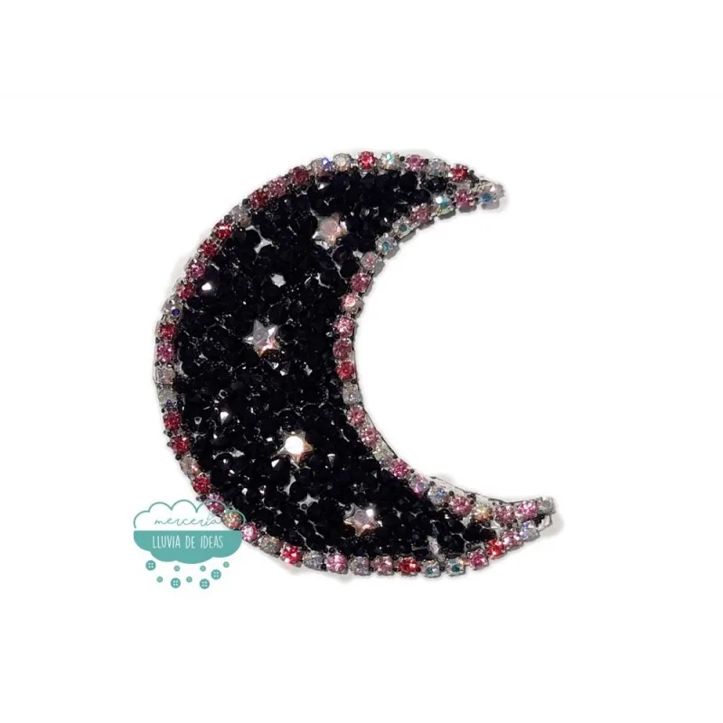Aplicación termoadhesiva con tupis, cristal y piedras - Luna rosa Mercería Lluvia de Ideas