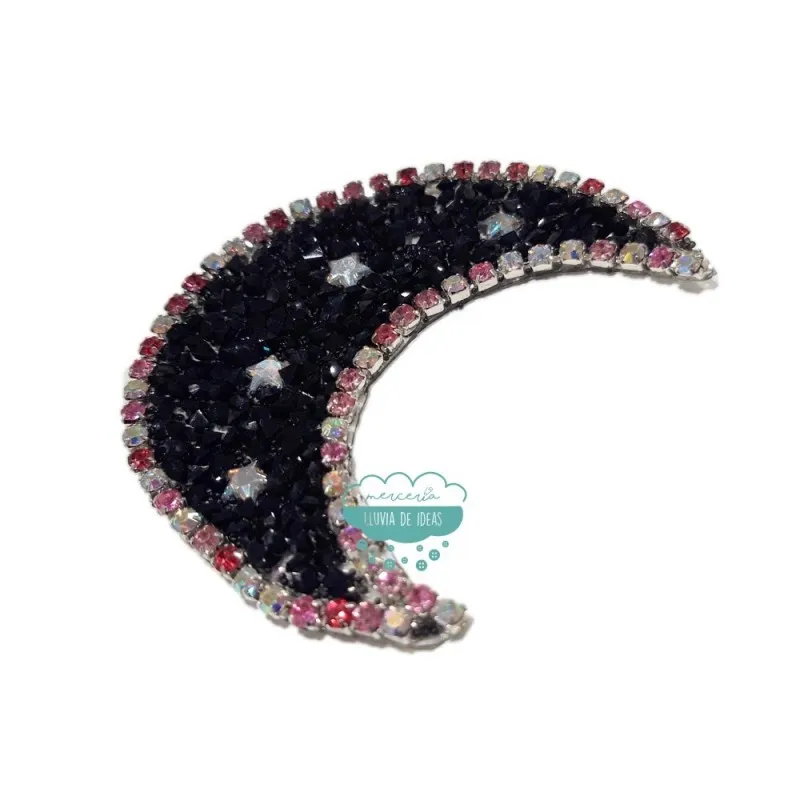 Aplicación termoadhesiva con tupis, cristal y piedras - Luna rosa Mercería Lluvia de Ideas