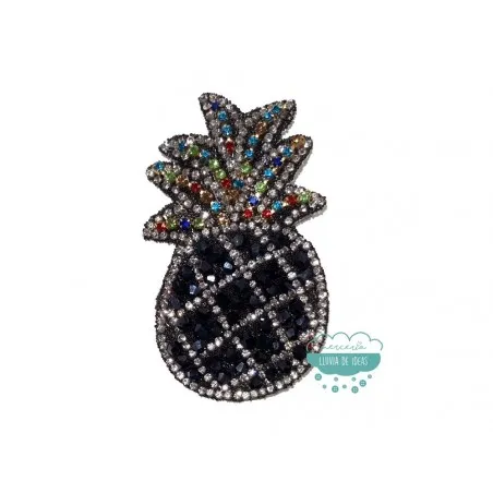 Aplicación termoadhesiva con rocalla y cristales - Piña