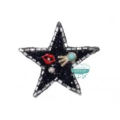 Aplicación termoadhesiva con tupis, piedras y abalorios con cristal - Estrella kiss