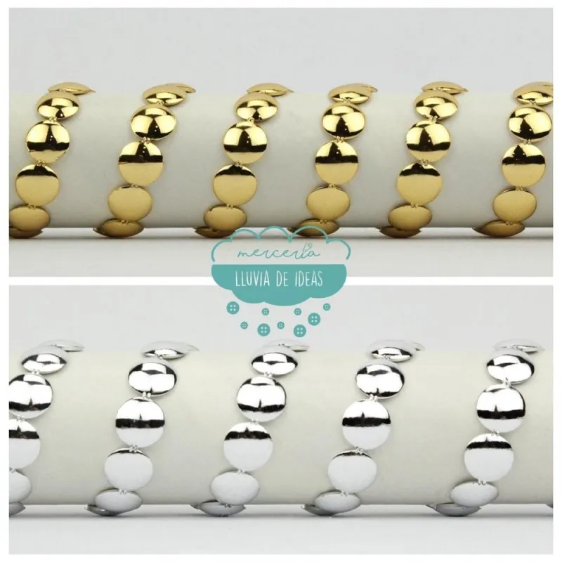Pasamanería cromada de tachas redondas - Serie John Mercería Lluvia de Ideas